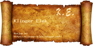 Klinger Elek névjegykártya
